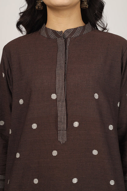 100% Cotton Brown Kurta Pyjama Set