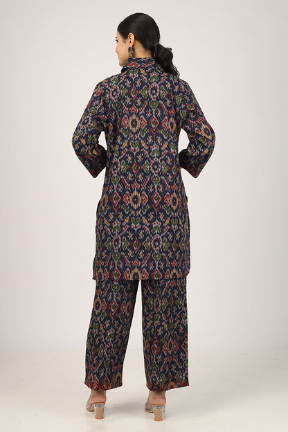 LONG SHIRT IKAT BLUE Pyjama Set
