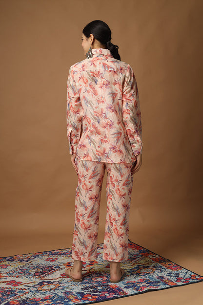 OSE9P27 Floral Shirt Pant 100% Linen