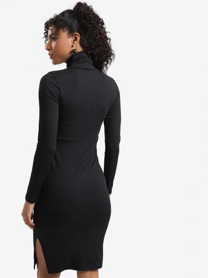 Suburbans  Women Black Solid Bodycon Dresses