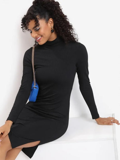 Suburbans  Women Black Solid Bodycon Dresses