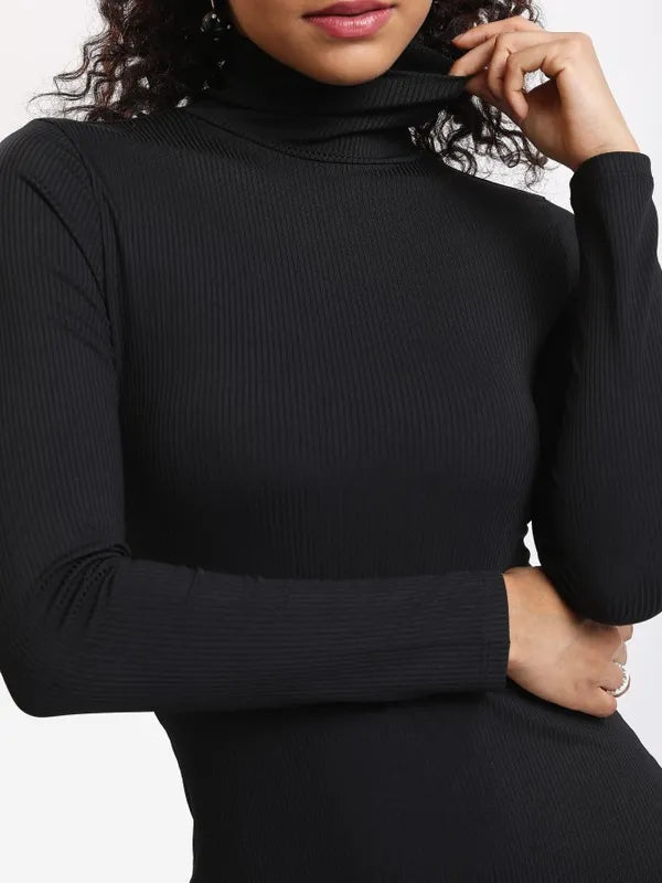 Suburbans  Women Black Solid Bodycon Dresses