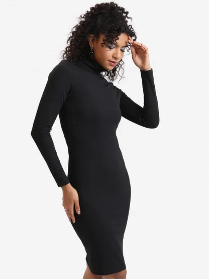 Suburbans  Women Black Solid Bodycon Dresses