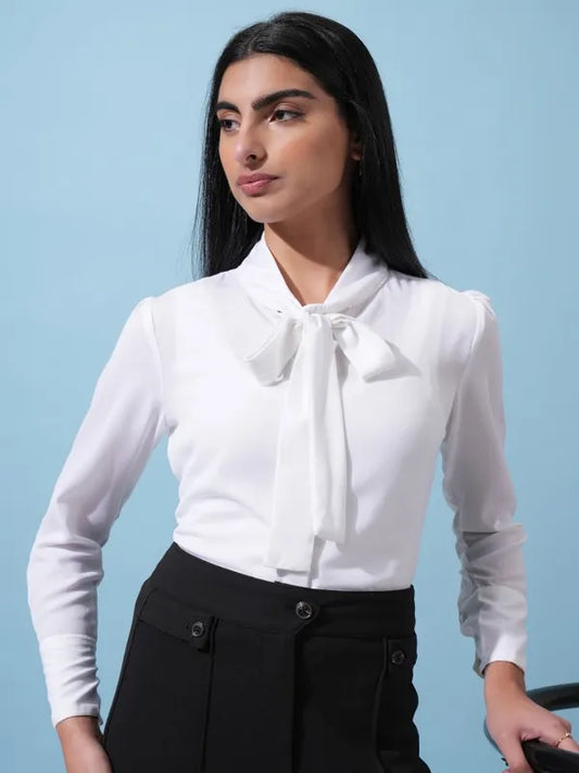 Suburbans  Women White Solid Casual Shirts