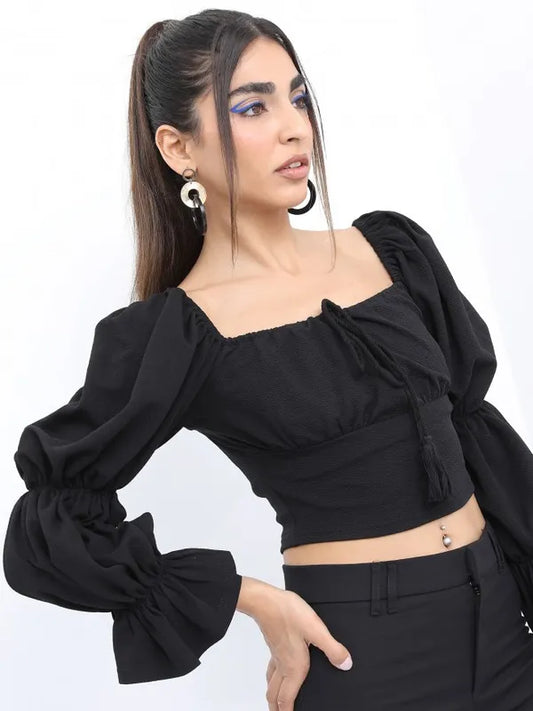 Suburbans  Women Black Solid Regular Tops