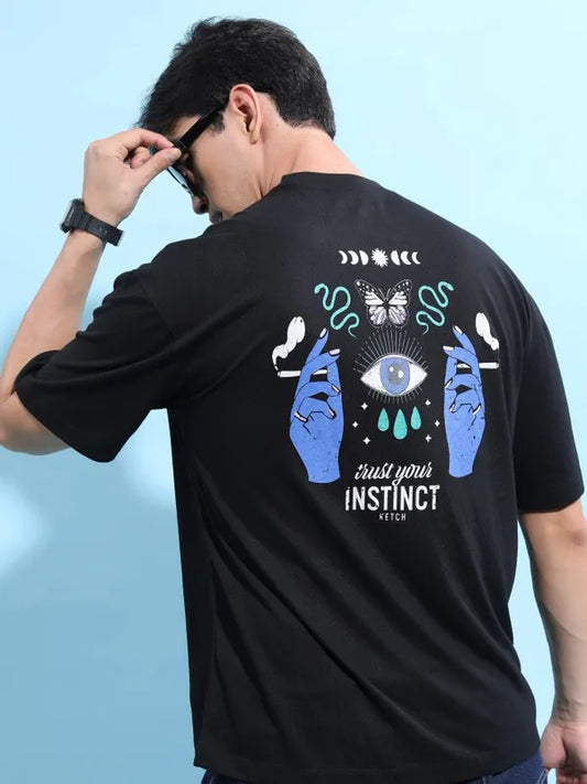 Suburbans Men Black Printed Round Neck T-Shirts