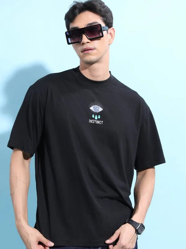 Suburbans Men Black Printed Round Neck T-Shirts