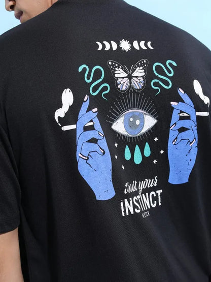 Suburbans Men Black Printed Round Neck T-Shirts