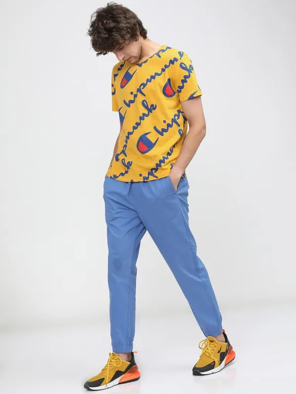 Suburbans Men Mustard Printed Slim Fit T-Shirt