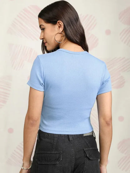 Suburbans  Women Blue Mickey & Friends Printed Regular Fit T-Shirt