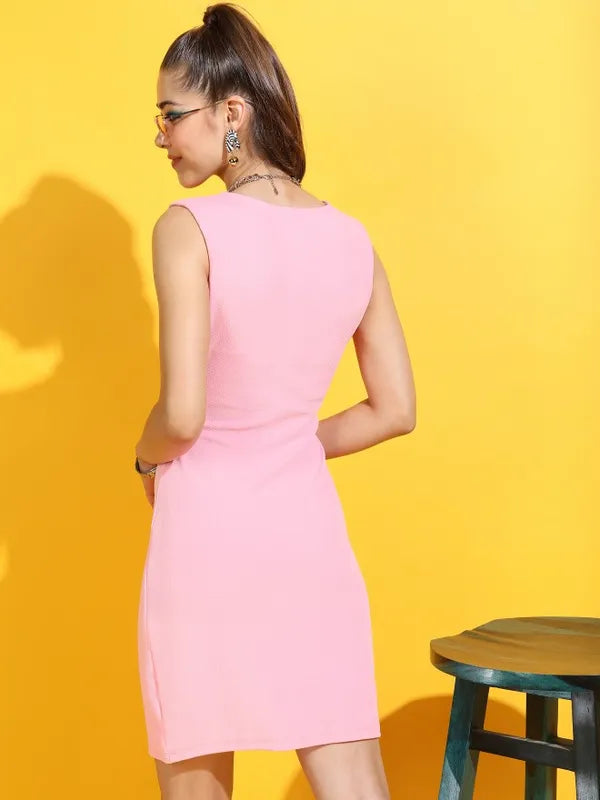 Suburbans  Women Pink Solid Bodycon Dresses