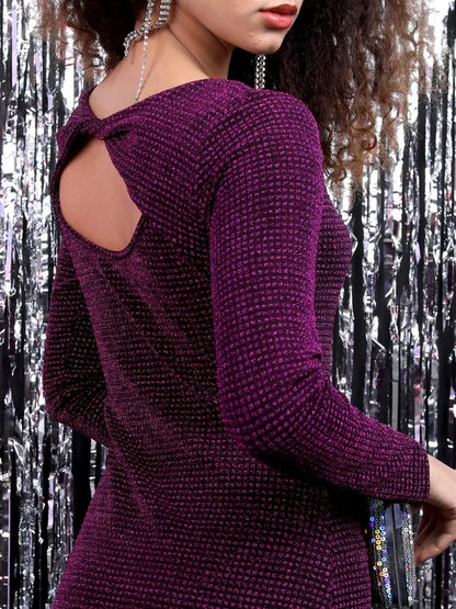 Suburbans   Women Purple Solid Bodycon Dresses