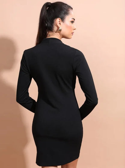 Suburbans  Women Black Solid Bodycon Dresses