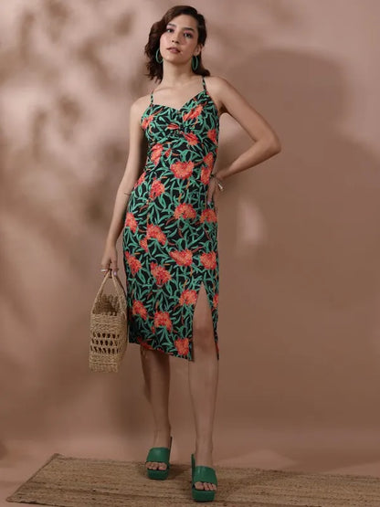Suburbans  Women Black Printed Bodycon Dresses