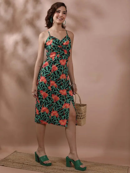 Suburbans  Women Black Printed Bodycon Dresses