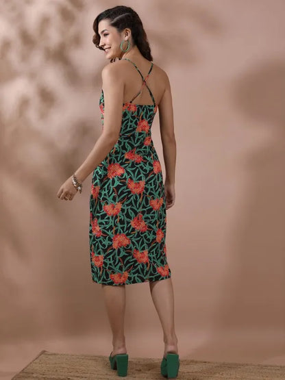 Suburbans  Women Black Printed Bodycon Dresses