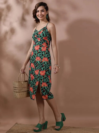 Suburbans  Women Black Printed Bodycon Dresses