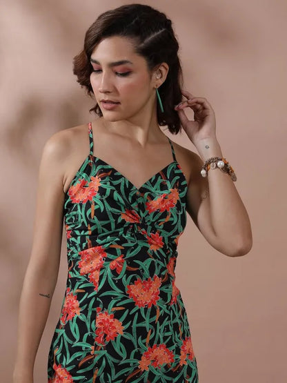 Suburbans  Women Black Printed Bodycon Dresses
