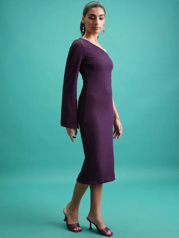 Suburbans  Women Purple Solid Bodycon Dresses
