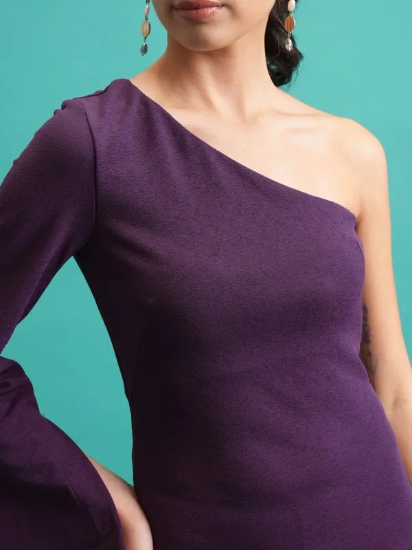Suburbans  Women Purple Solid Bodycon Dresses