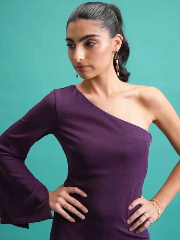 Suburbans  Women Purple Solid Bodycon Dresses