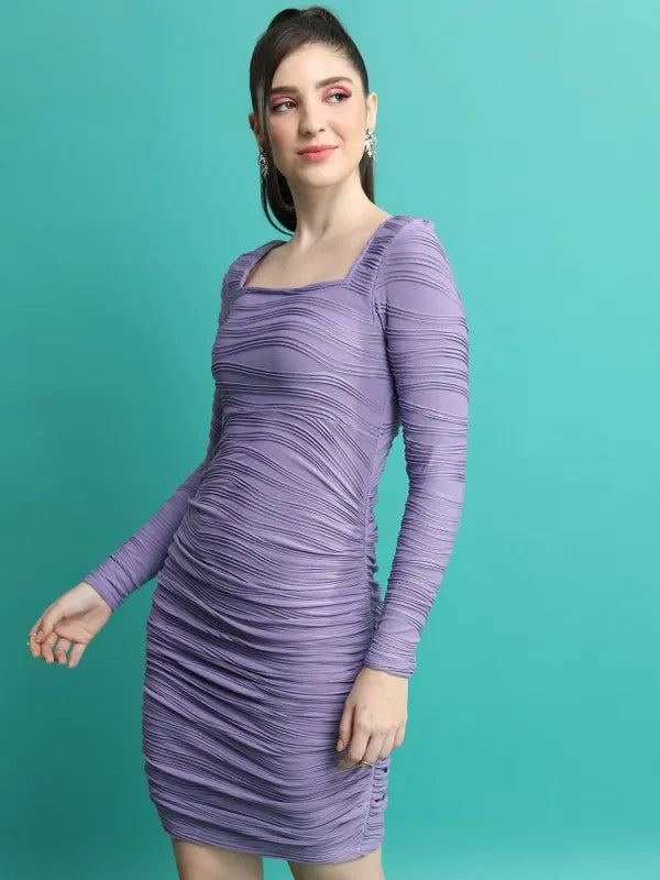 Suburbans  Women Purple Solid Bodycon Dresses