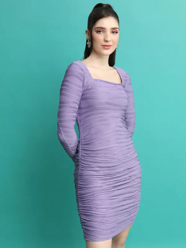 Suburbans  Women Purple Solid Bodycon Dresses