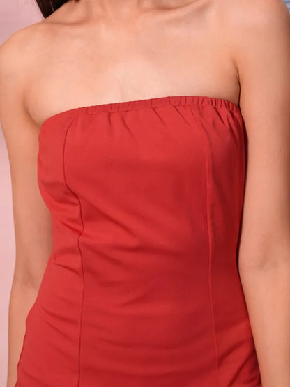 Suburbans  Women Red Solid Bodycon Dresses