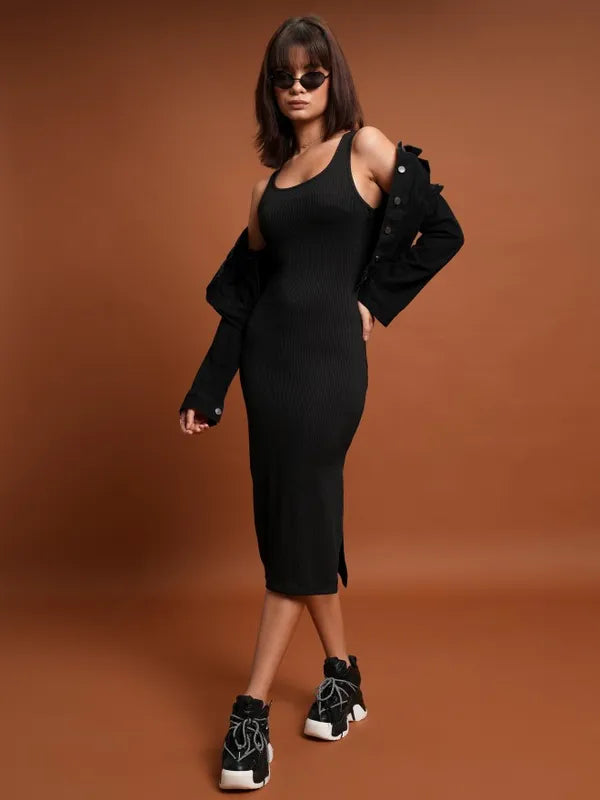 Suburbans Women Black Solid Bodycon Dresses