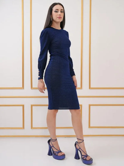 Suburbans   Women Blue Self Design Bodycon Dresses