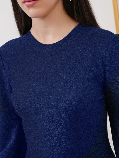 Suburbans   Women Blue Self Design Bodycon Dresses