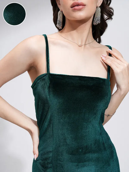 Suburbans   Women Green Solid Bodycon Dress