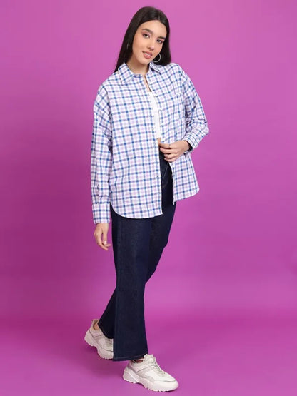 Suburbans   Women Purple Checked Casual Shirts