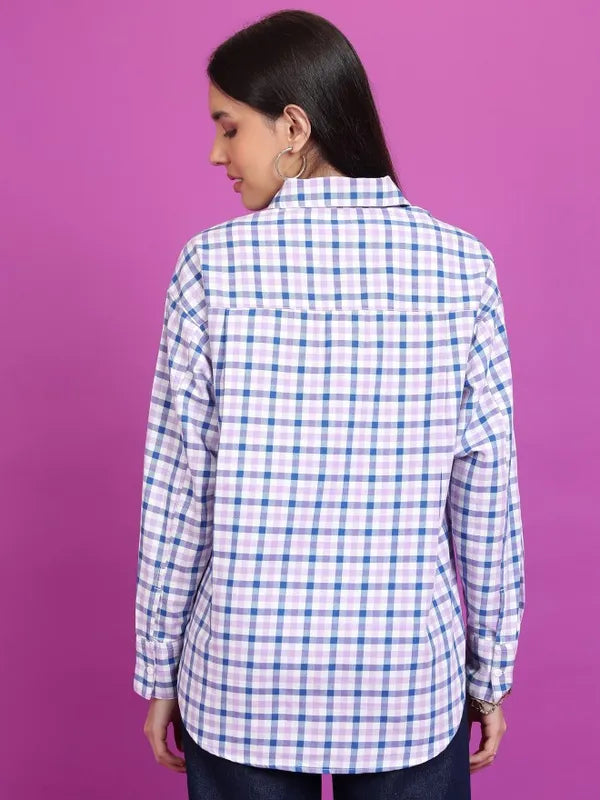 Suburbans   Women Purple Checked Casual Shirts