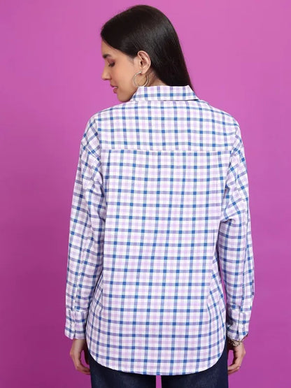 Suburbans   Women Purple Checked Casual Shirts