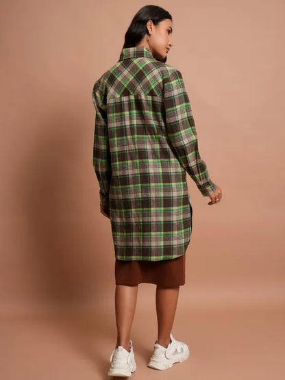 Suburbans  Women Brown Checked Casual Shirts