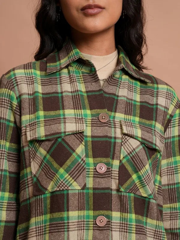 Suburbans  Women Brown Checked Casual Shirts