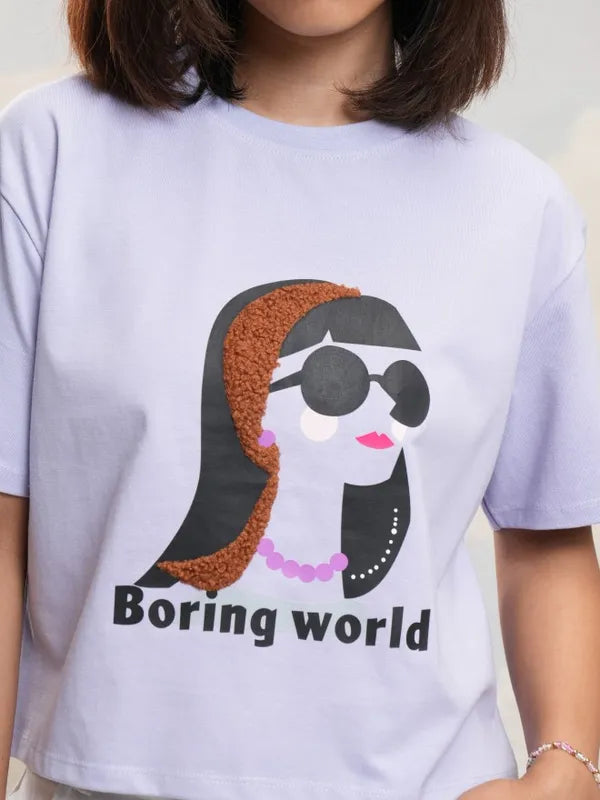 Suburbans   Suburbans  Women Purple Printed Round Neck T-Shirt