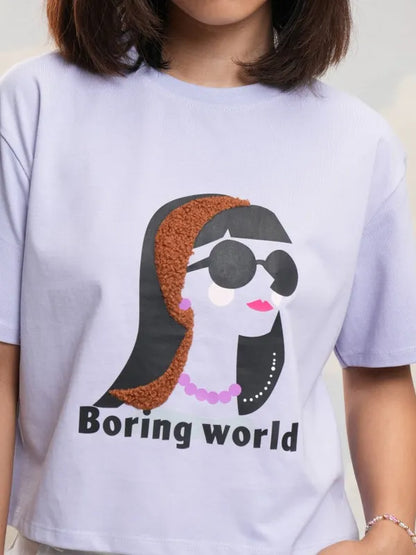 Suburbans   Suburbans  Women Purple Printed Round Neck T-Shirt