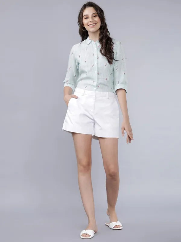 Suburbans  Women Blue Printed Casual Shirts