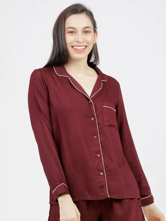 Suburbans  Solid Regular Fit Sleep Shirts