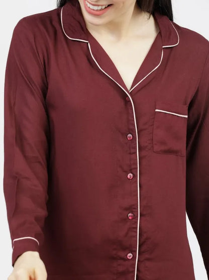 Suburbans  Solid Regular Fit Sleep Shirts