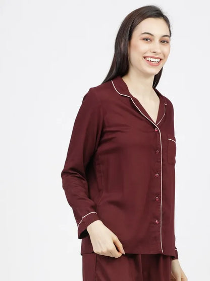 Suburbans  Solid Regular Fit Sleep Shirts