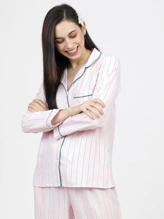 Suburbans  Striped Regular Fit Sleep Shirts