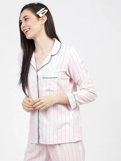 Suburbans  Striped Regular Fit Sleep Shirts