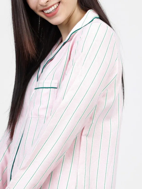 Suburbans  Striped Regular Fit Sleep Shirts