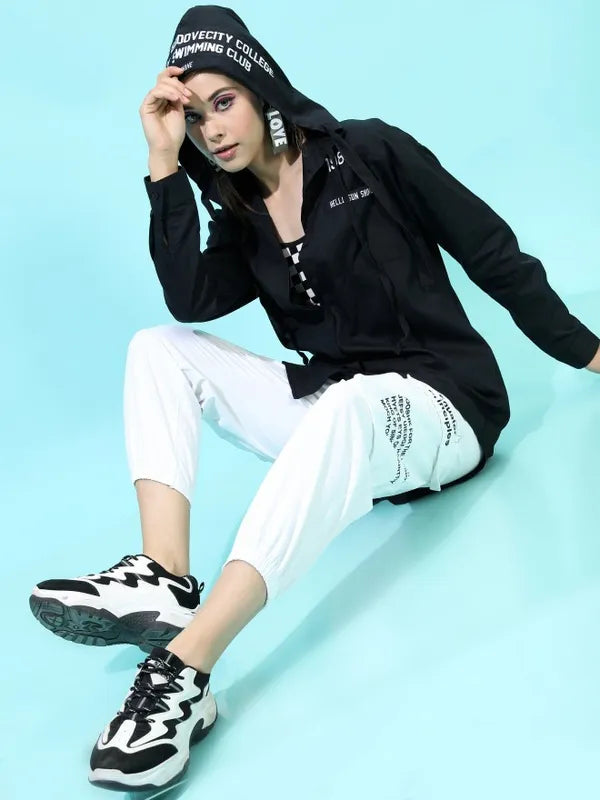 Suburbans  Women Black Printed Casual Shirts