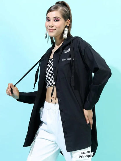 Suburbans  Women Black Printed Casual Shirts