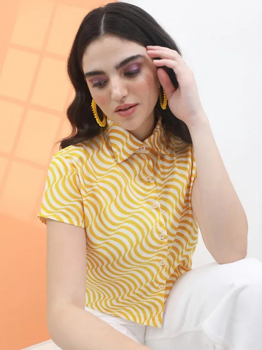 Suburbans  Women White Printed Casual Shirts