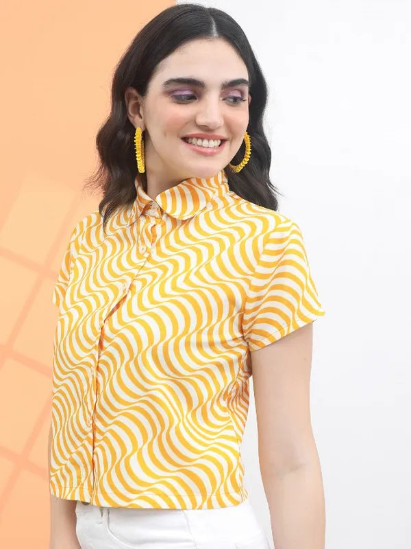Suburbans  Women White Printed Casual Shirts